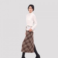 IRENENA女裝溫碧霞自創品牌毛呢格子半身裙高腰開叉長裙